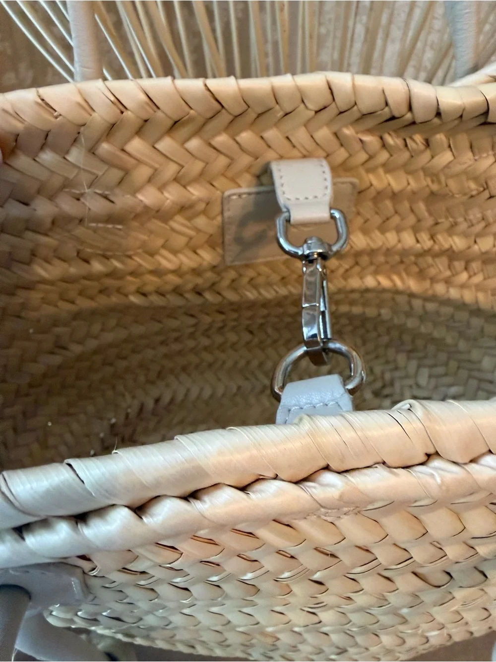 Mango Woven Straw Tote Bag with Neutral Handles - Picture 6 of 11
